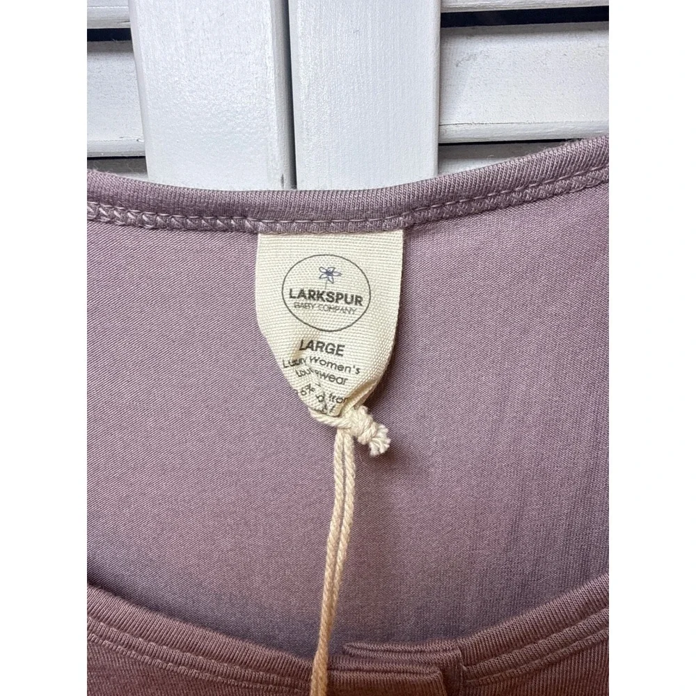 Larkspur Baby Co Women Mauve Henley Loungewear Dress Short Sleeve High Low L NEW